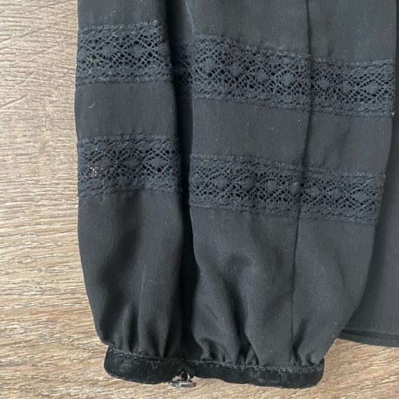Rebecca Taylor Black Silk & Lace Top With Velvet Trim Size 2 - Picture 15 of 15